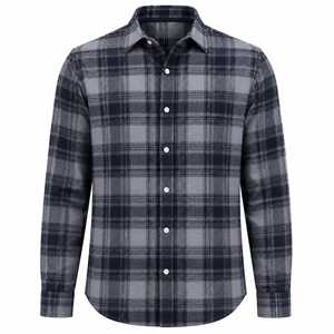Camisa de Franela a Cuadros de Manga Larga para Hombre, 100% Algodón, Cuello con Botones, Corte Regular, Informal, Tejido de Invierno, Bordada, de Alta Calidad - Product Image 1