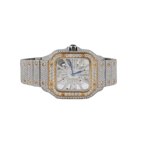 Reloj Mecánico Cuadrado de Acero Inoxidable con Incrustaciones de Diamantes de Lujo, Cristal de Zafiro Analógico, Cierre de Mariposa, 41 mm, para Mujer - Product Image 1
