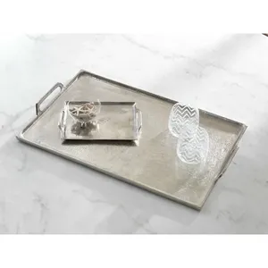 Plateau de service décoratif en fer fait main pour cuisine, table à manger, restaurant – Rectangulaire, contemporain, écologique, vente en gros - Product Image 2