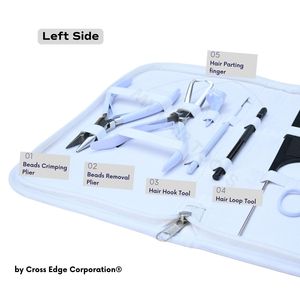 Kit d'outils pour extensions de cheveux blancs avec pince à sertir les perles, pince de retrait de microlink et peigne à queue de rat en acier inoxydable - Product Image 3