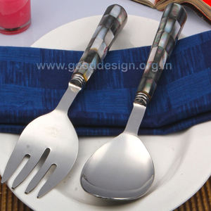 Ensemble serveur vaisselle de mariage haut de gamme en bois cinq étoiles designer de vaisselle d'hôtel cuillère de service et cuillères de mariage en bois - Product Image 2