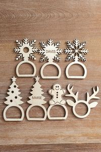 Anneaux de serviette en bois Lapin de Pâques, design ajouré dessin animé, écologiques, décoration de table pour fête, 5 cm - Product Image 2