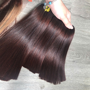 Prix usine 100% brut vierge vietnamien humain dentelle trame os droit café marque de naissance couleur Super Double dessiné Extensions de cheveux - Product Image 2
