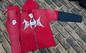 ชุดเซ็ตวินเทจสองชิ้นแบบ ODM สั่งทำพิเศษ เสื้อฮู้ดดี้สีพื้นแบบวินเทจและกางเกงขาบานทรงหลวมสำหรับผู้ชายไซส์พลัส ผ้าฟลีซสำหรับฤดูหนาว - Product Image 6