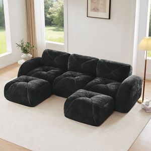 Divano a U Senza Struttura con Design Trapuntato, Spugna ad Alta Densità 32D, Base Antiscivolo, Senza Montaggio, Combinazione Libera per Soggiorno - Product Image 1