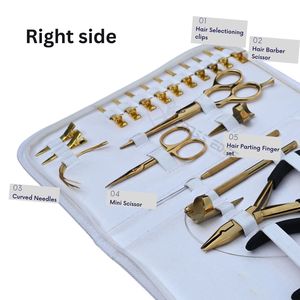 Kit d'outils pour extensions de cheveux de salon avec pince à micro-perles à 3 trous, ciseaux à couper les fils, pinces de sectionnement et étui de rangement blanc - Product Image 3
