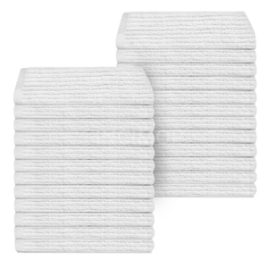 Fourniture aux importateurs de serviettes de nettoyage en coton 100% côtelé, 16x19, 32oz, blanchies, blanches, pour cuisines commerciales, provenant d'Asie. - Product Image 1