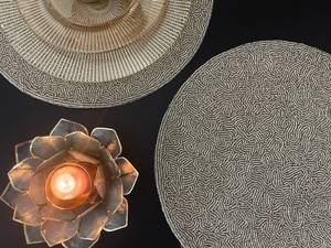 Luxury <b>beaded</b> handmade <b>placemat</b>, elegant silver decorative centrepiece - Product Image 2