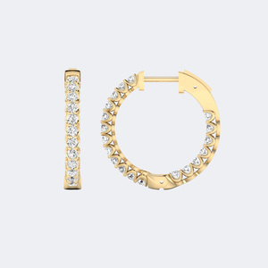 Pendientes de Aro con Diamantes de Corte Redondo de 1.10CTW con Engaste Compartido Tipo Eternity - Product Image 4