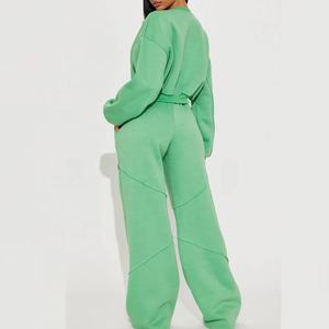 Conjunto Deportivo Casual de Moda para Mujer, Manga Larga, 2 Piezas, Conjuntos Deportivos de la Mejor Calidad, Diseños de Sudadera con Capucha y Top Corto con Cuello Redondo - Product Image 2