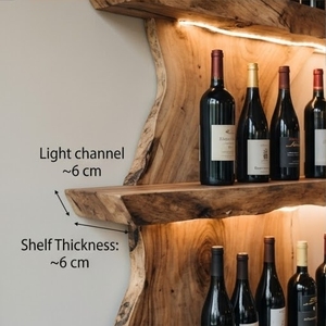 <b>Rustic</b> <b>Wood</b> Wall <b>Shelf</b> With 4 Natural <b>Shelves</b> For Wine Storage 210Cm Width 195Cm Height - Product Image 2