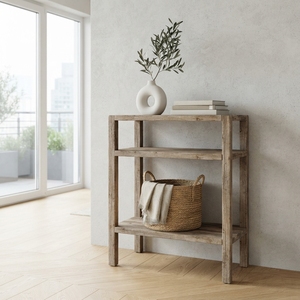 Solid Wood Tall Console Table Modern <b>Rustic</b> Plant Stand Accent Side Table Natural Teak Style Wooden <b>Desk</b> Home Living Furniture - Product Image 4