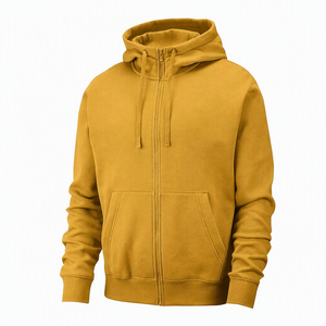 Sweat-shirt à capuche zippé personnalisé couleur champagne avec poche avant et cordon de serrage, unisexe, en polaire, vente en gros, vêtements streetwear décontractés, Royaume-Uni - Product Image 5