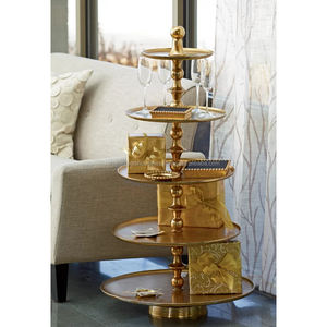 Plateau de service rond en métal argenté et doré, étanche, à 5 niveaux, grand support robuste pour la décoration de la maison et des mariages - Product Image 4