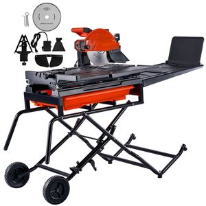 Sega per Piastrelle a Umido con Supporto, Lama in Acciaio 65Mn da 10 Pollici, Motore 4500 RPM, Serbatoio Acqua, Ruote, Seghe Elettriche - Product Image 1