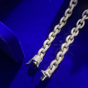 Collier chaîne cubaine en argent 925 plaqué or rose avec moissanite, style vintage ultra-icéré effet diamant, bijou de luxe hip-hop unisexe, cadeau - Product Image 6