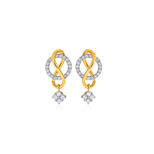 18K Gold Modern <b>Infinity</b> Loop Dangle <b>Earrings</b> Round Lab Grown Diamond Elegant Bridal Fine Jewelry <b>Earrings</b> for Women Gift - Product Image 1