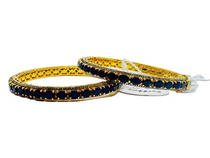 Bracelet vintage en argent sterling 925 plaqué or avec pierre précieuse saphir bleu naturel et diamant pour cadeau ou anniversaire - Product Image 2