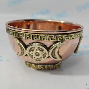 Cuenco de Cobre Hecho a Mano, Ecológico y Duradero, con Pentáculo, para Ofrendas, Cuenco para Ahumar, Quemador de Incienso Wiccan Triple Luna, Primavera Verano - Product Image 2