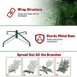 Sapin de Noël vert mince en PVC de 1,80 m avec 358 aiguilles, support métallique stable, design peu encombrant pour petits espaces - Sapin de Noël type crayon - Product Image 4