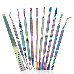 OEM Professional Beauty Nail Cuticle Pusher High Quality Eco-Friendly Rainbow-colored Metal Double-Ended Non Slip - Product Image 1