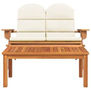 Ensemble de 2 chaises longues de jardin en bois naturel et blanc crème, meubles d'extérieur élégants - Product Image 3