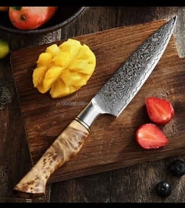 Ensemble de 5 couteaux de chef professionnels à manche en bois, en acier Damas, très demandés, accessoires de cuisine - Product Image 2