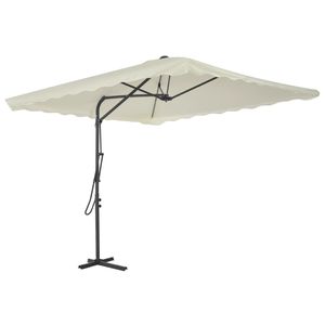 Sombrilla de Jardín Giratoria de 98.4x98.4 Pulgadas, de Poliéster Color Arena, con Base - Product Image 2