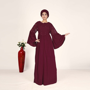 Vestido Maxi Kaftan de Rayón con Bordado Chikankari Schiffli, Moda Islámica Árabe de Dubái, Manga Holgada, para Mujer, Eid, Talla Grande - Product Image 2