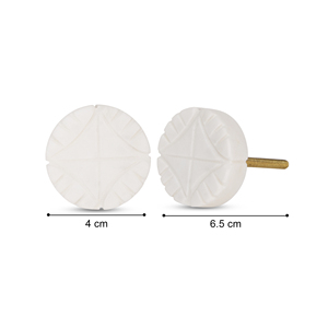 Shubham Handcrafted Round <b>White</b> Indian Artisans Marble Knobs With Inlay For Drawers/<b>Cabinets</b>/Drawer Handle - Product Image 4