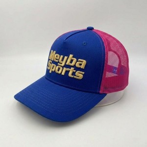 Casquette de baseball unisexe décontractée pour l'extérieur, style trucker, en maille bleue et rose, avec logo brodé, ajustable, 6 panneaux, qualité supérieure - Product Image 1