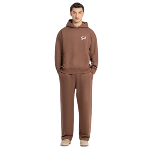 Sweat-shirt à capuche oversize en molleton épais pour femme, avec logo personnalisé, couleur moka, épaules tombantes, style streetwear, vente en gros - Product Image 3