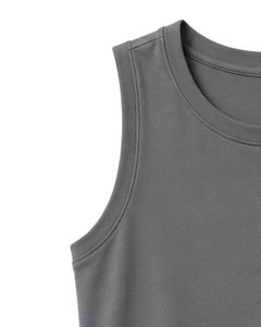 Ensemble décontracté d'été deux pièces pour femme : débardeur sans manches gris et short en coton et élasthanne, idéal pour le fitness et le yoga (OEM) - Product Image 3