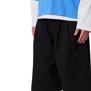 Custom <b>Mens</b> <b>Black</b> Canvas Bermuda <b>Shorts</b> Elastic Waist Drawstring Side Pockets Wide Leg Loose Fit Streetwear OEM Wholesale Supply - Product Image 5