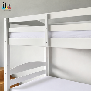 Lit superposé blanc minimaliste personnalisable, meubles de chambre à coucher en bois sur mesure pour enfants - Product Image 5