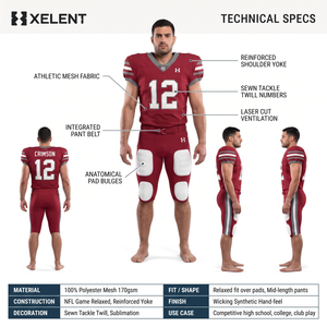 Ensemble d'uniformes de football américain personnalisés en maille polyester sublimée pour hommes – Maillot et pantalon de jeu coupe décontractée – Vente en gros OEM - Product Image 5
