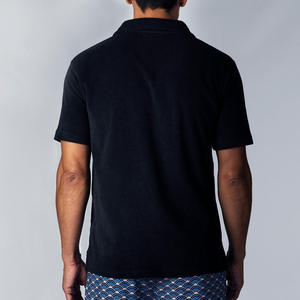 Polo en tricot uni à manches courtes pour homme, coupe classique, décontracté, noir - Product Image 1