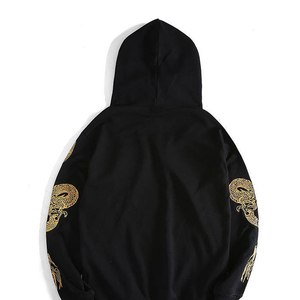 Sweat-shirt à capuche pour homme, uni, motif uni, broderie, manches classiques, coupe ample, longueur standard, tricoté 100% - Product Image 3