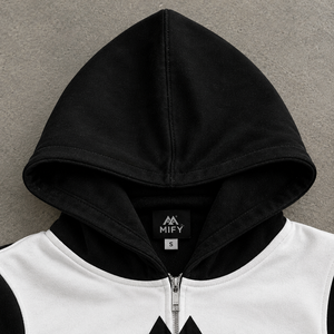 Sweat-shirt à capuche personnalisé noir et blanc avec impression graphique pour streetwear, sweat-shirt à capuche imprimé sur mesure pour homme - Product Image 4