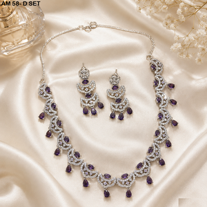 Parure de collier de luxe MIJ avec diamants américains et pierres CZ, bijoux de mariée plaqué argent, colliers de mode en alliage plaqué or - Product Image 2