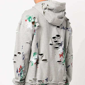 Sudadera con capucha para hombre, personalizada, de peso pesado, estilo vintage, con cremallera, lavado ácido, desgastada, de corte holgado y corto, de forro polar - Product Image 2