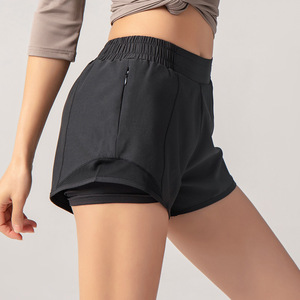 Shorts de sport pour femmes, personnalisés, de haute qualité, pour le yoga, la gym, la course à pied, à taille haute, amples, avec poche zippée - Product Image 5