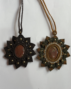 Collar de Macramé con Colgante Ovalado de Amazonita de 6x9mm Hecho a Mano, Perla de Agua Dulce, Metal de Latón, Joyería Budista de Moda, Cuentas Boho - Product Image 2