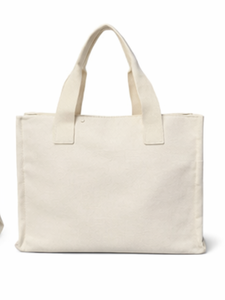 Sac fourre-tout en toile de coton moyen, personnalisable avec logo imprimé, poche, fermeture et poignée d'épaule – Vente en gros - Product Image 4