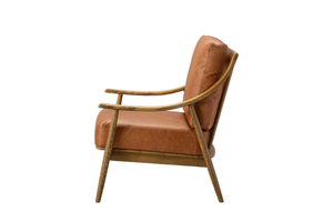 Exquisito Sillón de Estilo Mid-Century con Cuero de Primera Calidad y Estructura de Madera de Roble Natural Tallada - Product Image 3