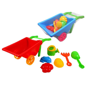 Set di 6 giocattoli da spiaggia Red Wheelbarrow con pala, rastrello e stampo per bambini, per giocare all'aperto - Product Image 2
