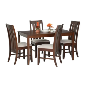 Premium Hardwood 5-Piece <b>Dining</b> Set 4 Seater Espresso Wood Table and Cushioned Vertical Slat <b>Chairs</b> Sustainable <b>Dining</b> Furniture - Product Image 2