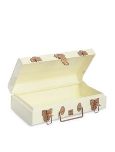 Cream Rectangular Jewelry Box with Bronze Latches and Hinged Lid Classic <b>Storage</b> Organizer for Home Decor - Product Image 3