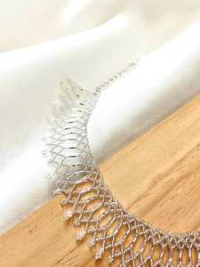 Hot Selling <b>Silver</b> Bead Gorgeous Hand-Embroidered Necklace with High-Quality Glass Beads Looks and Evening Statement By UO INDIA - Product Image 3