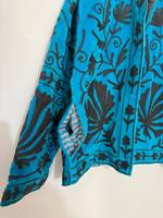 Blouson bomber léger et écologique en velours brodé tendance automne/hiver, broderie florale, velours réversible Suzani
